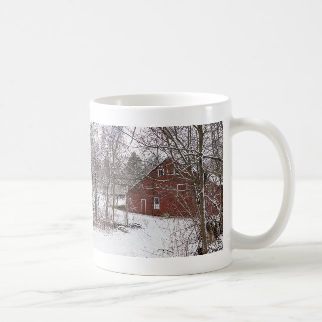 Red Barn i Snö-kaffe Mugg (Höger)