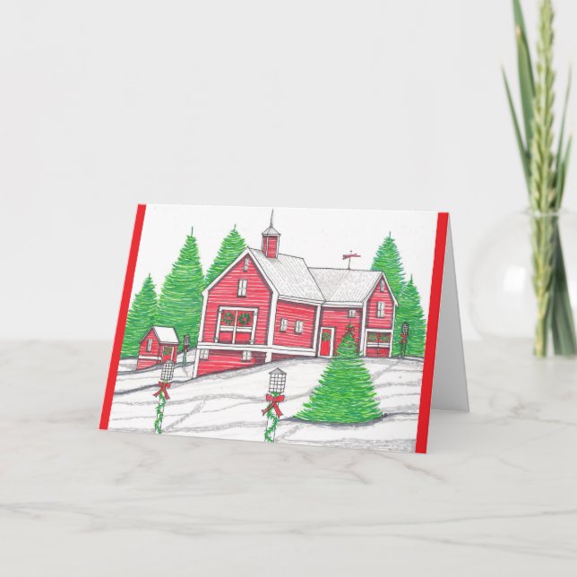 Red Barn-julkort Tack Kort (Framsida)