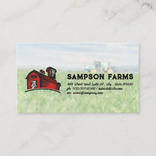 Red Barn Logotyp Grupp och traktor Visitkort