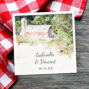 Red Barn och Silo Land Farm Bröllop Napkins Pappersservett
