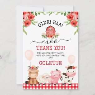 Red Barn Oink Baa Moo Farm Birthday Tack för ditt  Inbjudningar