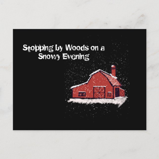 Red Barn on a Snowy Night Helg Vykort (Framsida)