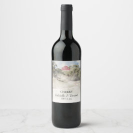 Red Barn on Hillside Land Farm Bröllop Vinflaska Etikett