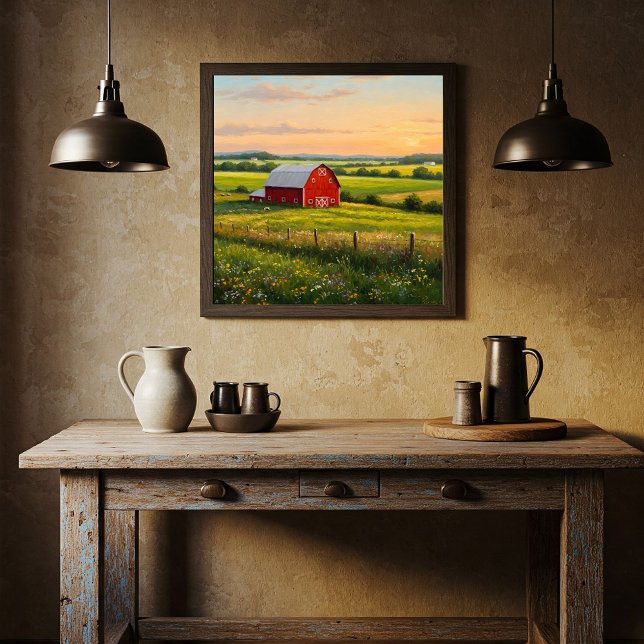 Red Barn on Sunset Poster (Skapare uppladdad)