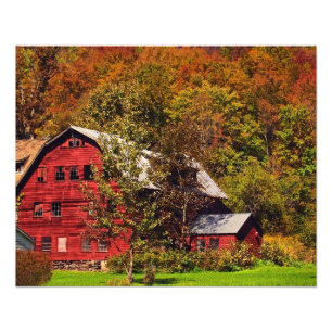 Red Barn på hösten Fototryck
