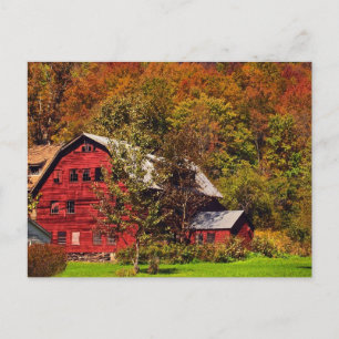 Red Barn på hösten Vykort