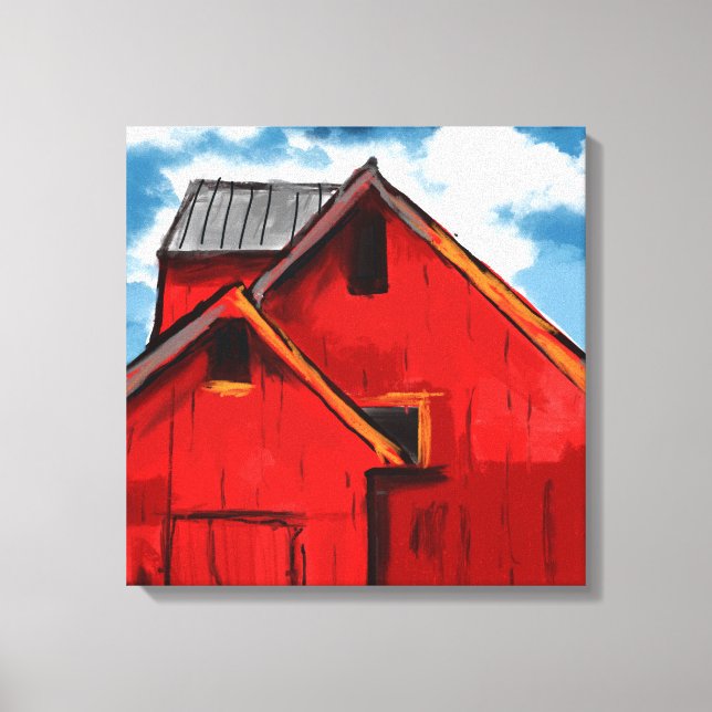 Red Barn Painting Canvastryck (Framsida)