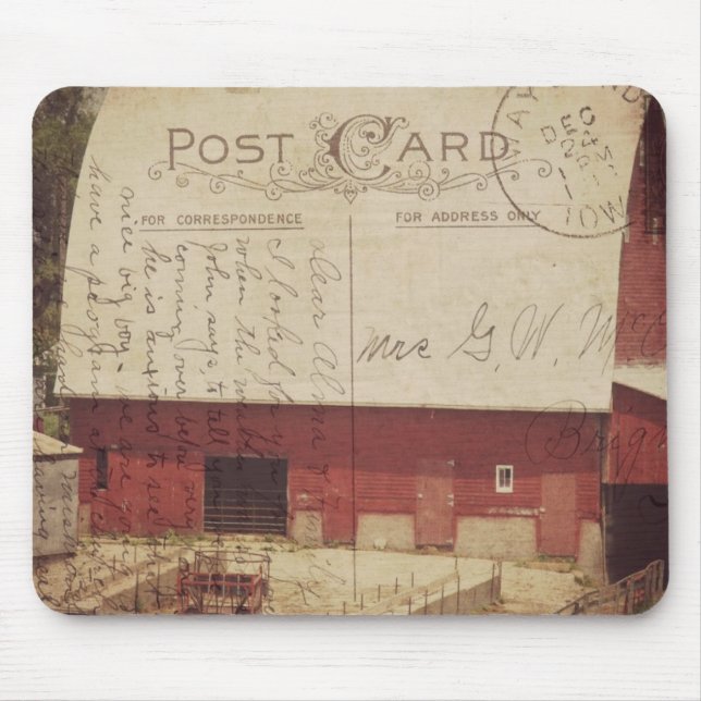Red Barn Postcard Digital Art Musmatta (Framsidan)