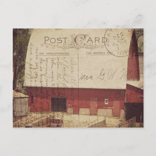 Red Barn Postcard Digital Art Vykort (Framsida)