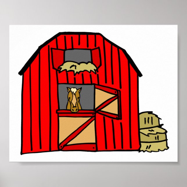 Red Barn Scene Equine Farm Poster (Framsidan)