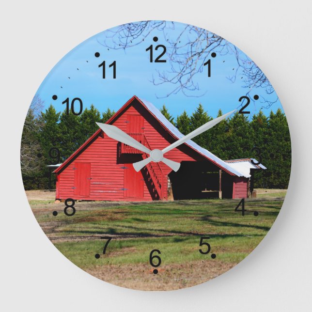 Red Barn Shed Large Clock Stor Klocka (Framsida)