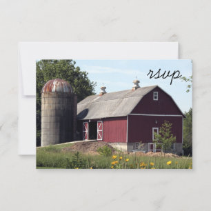 Red Barn Silo Landsbyggsbröllop OSA Responcard Kort