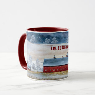 Red Barn Snö, Land, Roligten Mugg Kopp