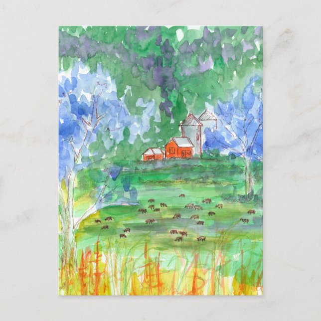 Red Barn-Vi har flyttat för berglandskapskor Vykort (Framsida)