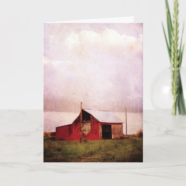Red Barn vid Sunset, födelsedagen Kort (Framsida)