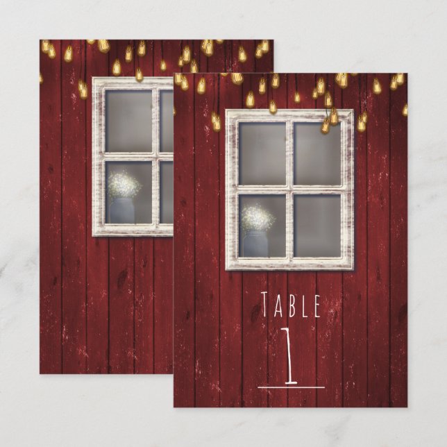 Red Barn Window & Ljus Rustic Bordsnummer (Fram/baksida)