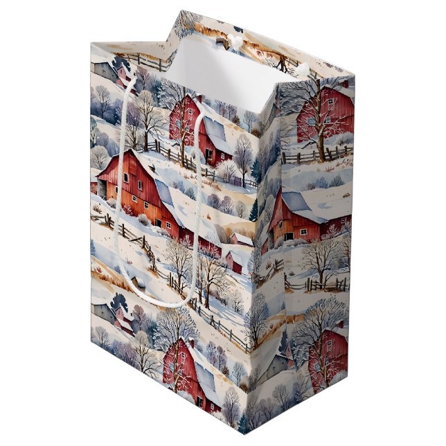 Red Barn Winter on Farm (Framsidan Vinklad)