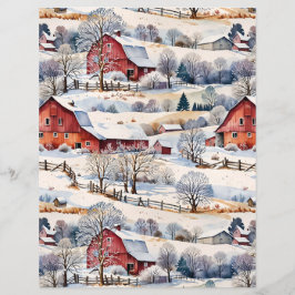Red Barn Winter on Farm