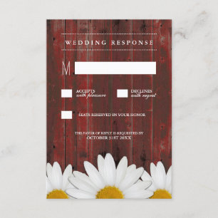 Red Barn Wood Rustic Daisy Bröllop OSA Cards Kort