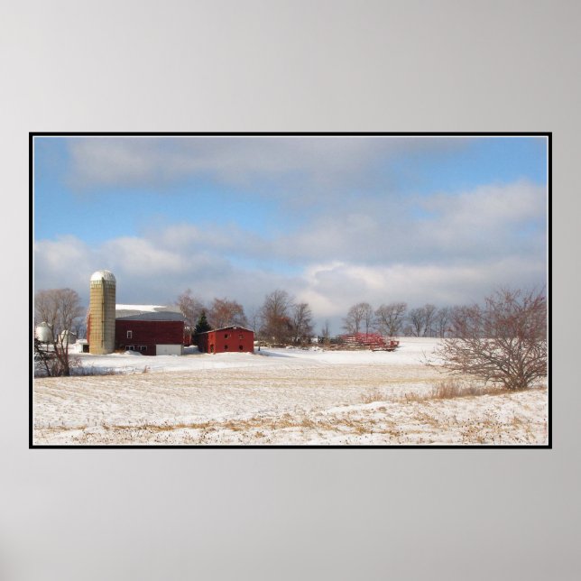 Red Barns in Winter Poster (Framsidan)