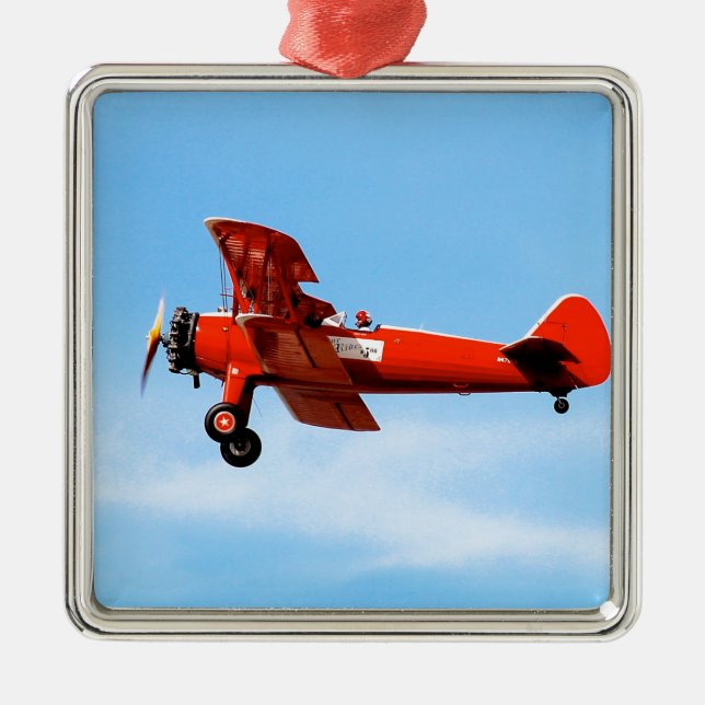 Red Baron Bi Flygplan Julgransprydnad Metall (Framsidan)