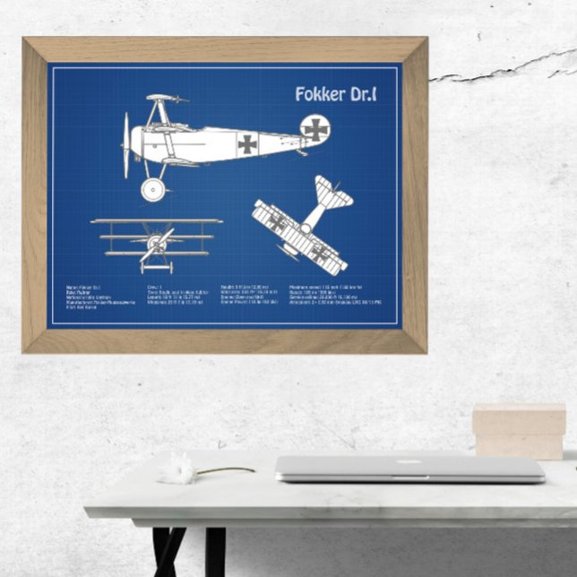 Red Baron Fokker Dr.1 - Flygplan Blueprint ABD Fototryck (Skapare uppladdad)
