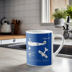 Red Baron Fokker Dr.1 - Flygplan Blueprint ABD Kaffemugg