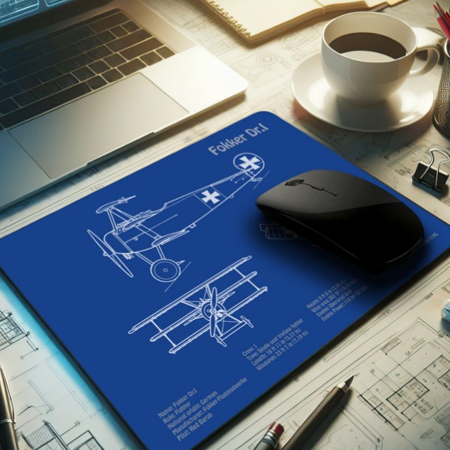 Red Baron Fokker Dr.1 - Flygplan Blueprint AD Musmatta (Skapare uppladdad)