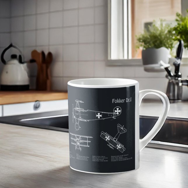 Red Baron Fokker Dr.1 - Flygplan Blueprint PD Kaffemugg (Skapare uppladdad)