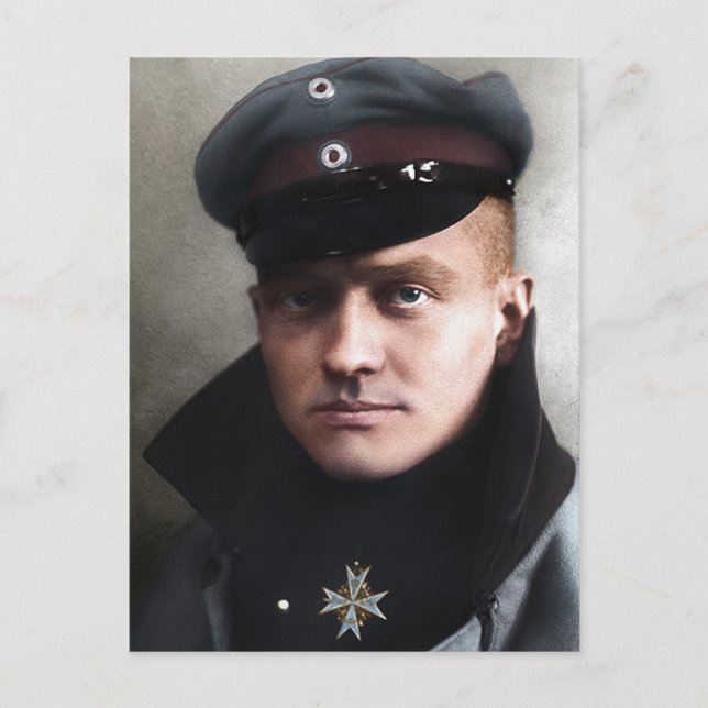 Red Baron Manfred von Richthofen 1917 Colorize Vykort (Framsida)