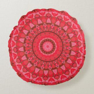 Red Base Mandala Round Pillow Rund Kudde
