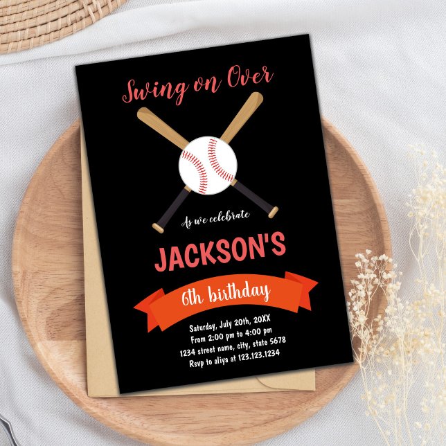 Red Baseball Birthday-inbjudan Inbjudningar (Red Baseball Birthday Invitations)
