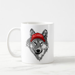 Red Baseball Cap-partner Namn i vit och svart Varg Kaffemugg
