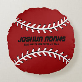 Red Baseball Games Sports Team Round Pillow Rund Kudde
