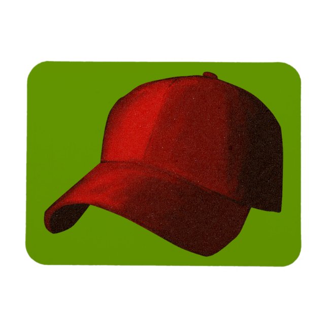 RED BASEBALL HAT CAP GRAPHIC MAGNET (Horisontell)