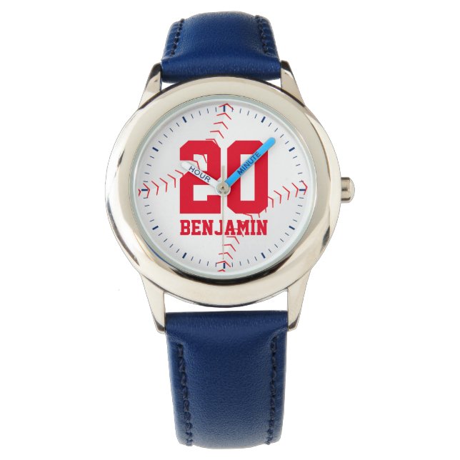 Red Baseball Jersey Number Armbandsur (Framsida)