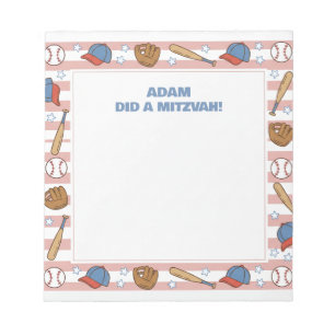 Red Baseball Sport Theme Personlig Mitzvah Anteckningsblock