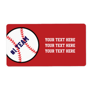 Red Baseball Team Sports Party-etiketter Fraktsedel