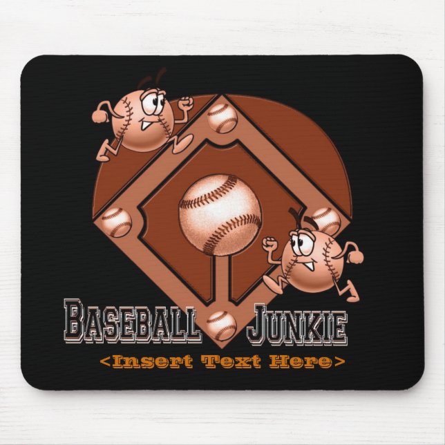 Red Baseball Tecknad Mouse Pad Musmatta (Framsidan)