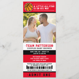 Red Basketball Biljett Par Baby Shower Photo Inbjudningar