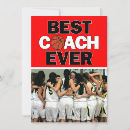Red Basketball Coach Best All Anpassningsbar Photo Tack Kort