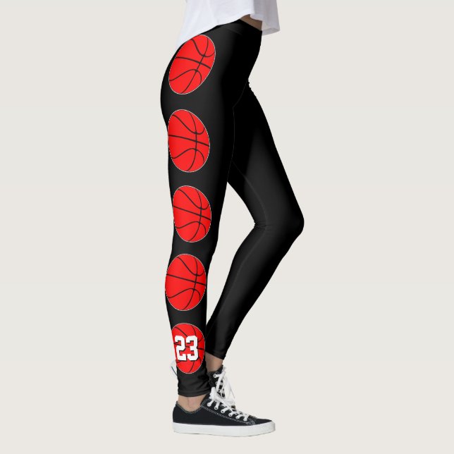 Red Basketball Player Anpassningsbar Jersey Number Leggings (Höger)