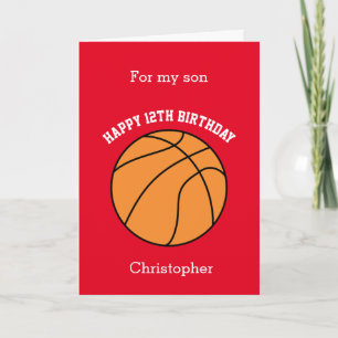 Red Basketball Sport 12:e Birthday Card Kort
