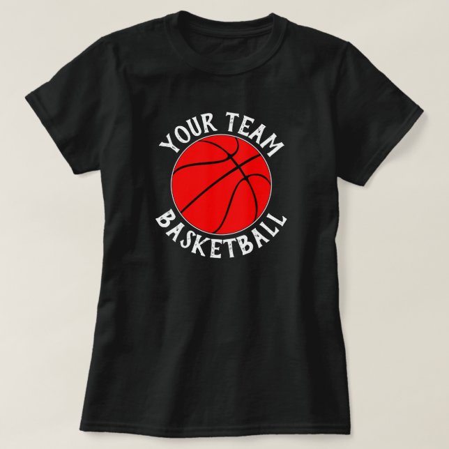 Red Basketball Team, Player Namn och Jersey-nummer T Shirt (Design framsida)