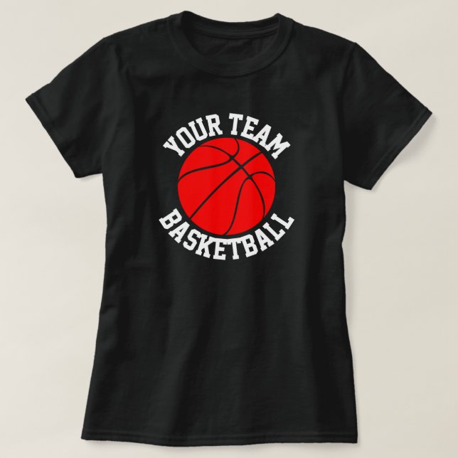 Red Basketball Team, Player och Jersey Number Tshi T Shirt (Design framsida)
