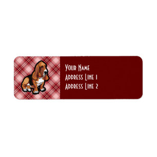 Red Basset Hound Returadress Etikett