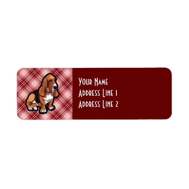Red Basset Hound Returadress Etikett (Framsidan)