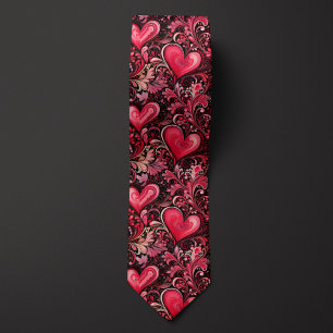 Red Batik-inspirerad Valentine Heart Neck Tie Slips