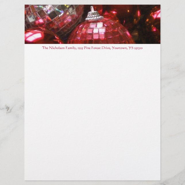 Red Baubles adress-text (Framsida)