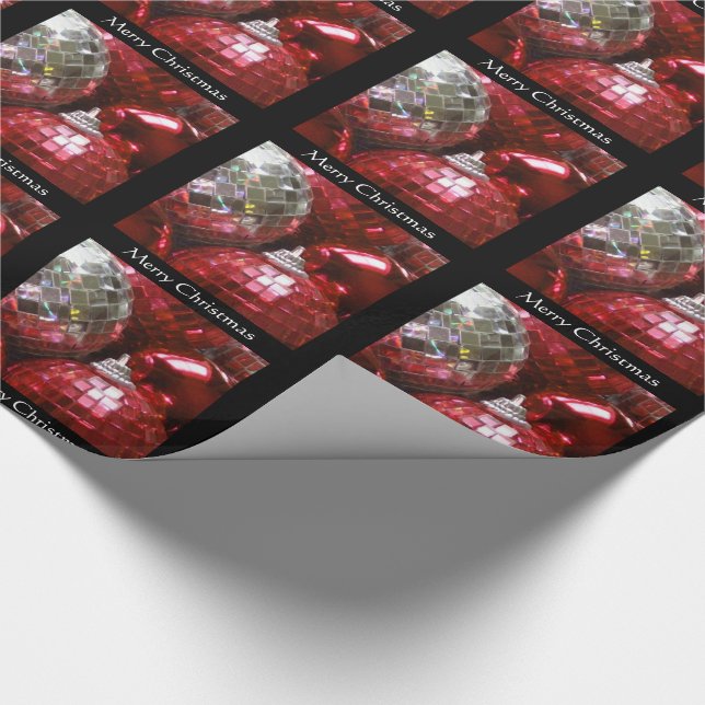 Red Baubles God jul som omsluter papper svart Presentpapper (Hörn)